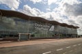 Doncaster UK, 18th August 2019: The Doncaster Sheffield Robin Hood international airport, outside the front entrance taken on a