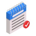Done calendar meet icon, isometric style Royalty Free Stock Photo