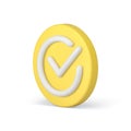 Done checkmark circle badge confirmation button success acceptance isometric 3d icon vector