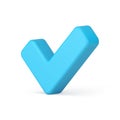 Done complete checkmark agree check mark blue isometric 3d icon realistic vector illustration