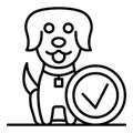 Done happy dog icon, outline style Royalty Free Stock Photo