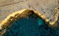 Done scenery of Cape Greko or Cape Greco sea caves Ayia Napa Cyprus. Tourist people doing sightseeing Royalty Free Stock Photo