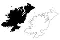 Donegal County Council Republic of Ireland, Counties of Ireland map vector illustration, scribble sketch Donegal map