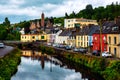 Beautiful landscape in Donegal, Ireland with river and colorful houses Royalty Free Stock Photo