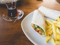 Doner chicken kebab Turkish meal. Royalty Free Stock Photo