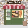 Doner kebab fast food cafe Royalty Free Stock Photo