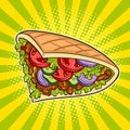 Doner kebab pop art vector illustration Royalty Free Stock Photo