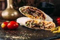 Doner kebab roll turkish dish with marinated meat Royalty Free Stock Photo
