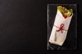 Doner kebab or shawarma sandwich on black slate background Royalty Free Stock Photo