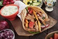 Doner kebab, turkish pita bread sandwich Royalty Free Stock Photo