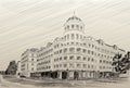 Donetsk Donbass Palace hotel drawing pencil