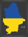 Donetsk map of Ukraine with Ukrainian national flag illustration