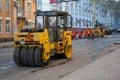 Donetsk, Ukraine - April 17, 2017: Utilities repair roads