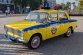 Donetsk, Ukraine - August 27, 2017: Soviet police car during an exhibition in the central square of the city at the celebration of