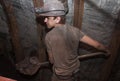 Donetsk, Ukraine - March 14, 2014: Miner working a shovel