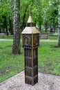 Donetsk, Ukraine - May 09, 2017: Miniature copy of Big Ben in a park