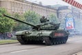 Donetsk, Ukraine - May 9, 2017: Tank of the army of self-proclaimed Donetsk People`s Republic at the military parade Royalty Free Stock Photo