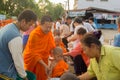 CHAROEN, PHICHIT, THAILAND - APRIL 9, 2017 : People offer f