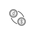 Dong and dollar exchange line icon