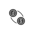 Dong and dollar exchange vector icon