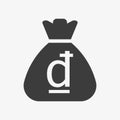 Dong icon. Sack with Vietnamese currency symbol