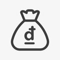 Dong icon. Sack with Vietnamese currency symbol