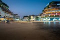 Dong Kinh Nghia Thuc Square in the Old Quarter of Hanoi, Vietnam at twilight. Street with copyspace and blurred buildings on Royalty Free Stock Photo