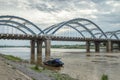 Tru bridge crossing Red River in Hanoi, Vietnam Royalty Free Stock Photo