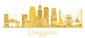 Dongguan China City skyline golden silhouette. Royalty Free Stock Photo