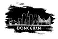 Dongguan China City Skyline Silhouette. Hand Drawn Sketch