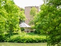 Donjon, bandstand and moat of Duurstede castle in Wijk bij Duurstede, Netherlands