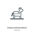 Donkey americal political outline vector icon. Thin line black donkey americal political icon, flat vector simple element