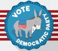 Donkey in American Design Promoting Vote for Democratic Party, Vector Illustration