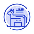 Donkey, American, Political, Symbol Blue Dotted Line Line Icon