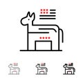 Donkey, American, Political, Symbol Bold and thin black line icon set