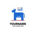 Donkey, American, Political, Symbol Business Logo Template. Flat Color