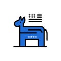 Donkey, American, Political, Symbol Flat Color Icon. Vector icon banner Template