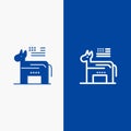 Donkey, American, Political, Symbol Line and Glyph Solid icon Blue banner Line and Glyph Solid icon Blue banner