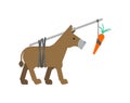 Donkey and carrot isolated. Goal achievement concept