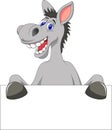 Donkey cartoon with blank sign Royalty Free Stock Photo