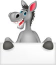 Donkey cartoon with blank sign Royalty Free Stock Photo