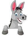 Donkey cartoon with blank sign Royalty Free Stock Photo