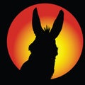 Donkey in circle with color background