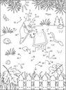 Donkey dot-to-dot and coloring page activity sheet Royalty Free Stock Photo