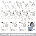 Donkey. Drawing tutorial.