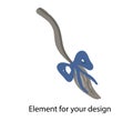 Donkey Eeyore. tail. Blue bow illustration on a white background. Element for your design