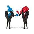 Donkey and elephant are boxing. Democrat and Republican fight. B Royalty Free Stock Photo