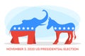 Donkey and elephant, political party in the USA. Democrat