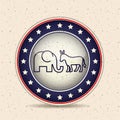 Donkey and elephant of vote inside button design