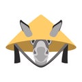 Donkey face in chinese hat vector illustration flat Royalty Free Stock Photo